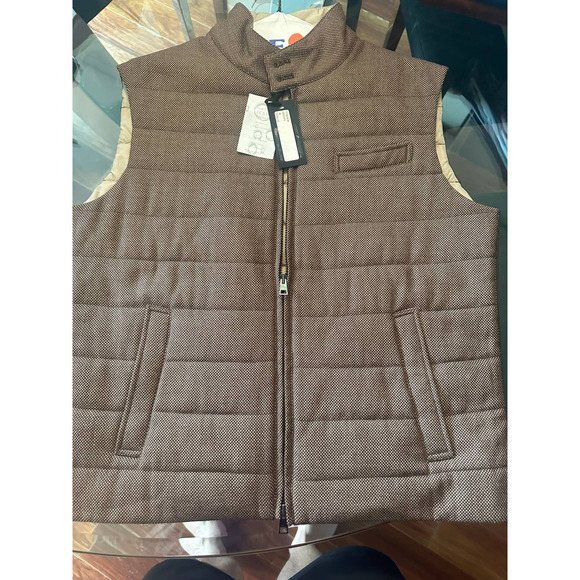Saks Fifth Avenue Collection Brown Vest Jacket M NWT - Picture 1 of 3